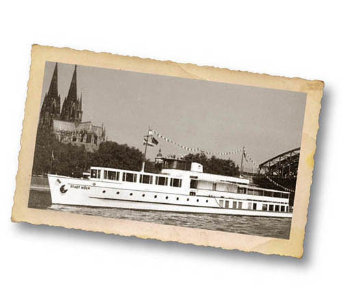 MS Stadt Köln auf historischem Schwarzweißfoto