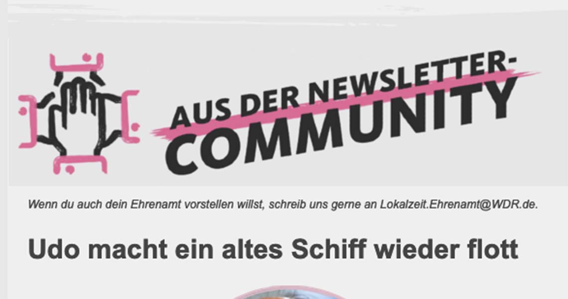 Aus dem Ehrenamt-Newsletter der WDR Lokalzeit