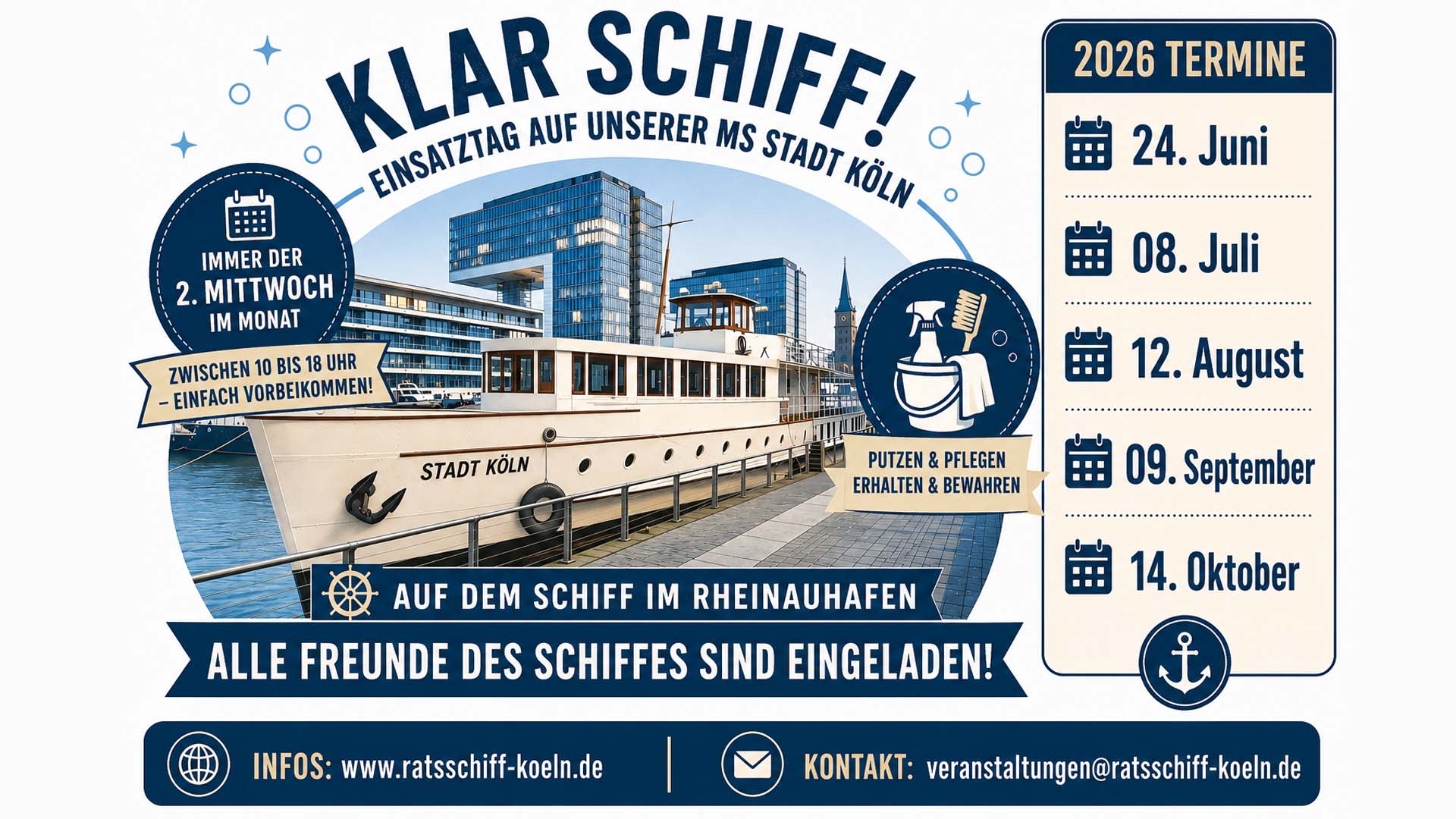 Die Sanierung unserer historischen MS Stadt Köln schreitet voran – und dabei zählt jede helfende Hand!